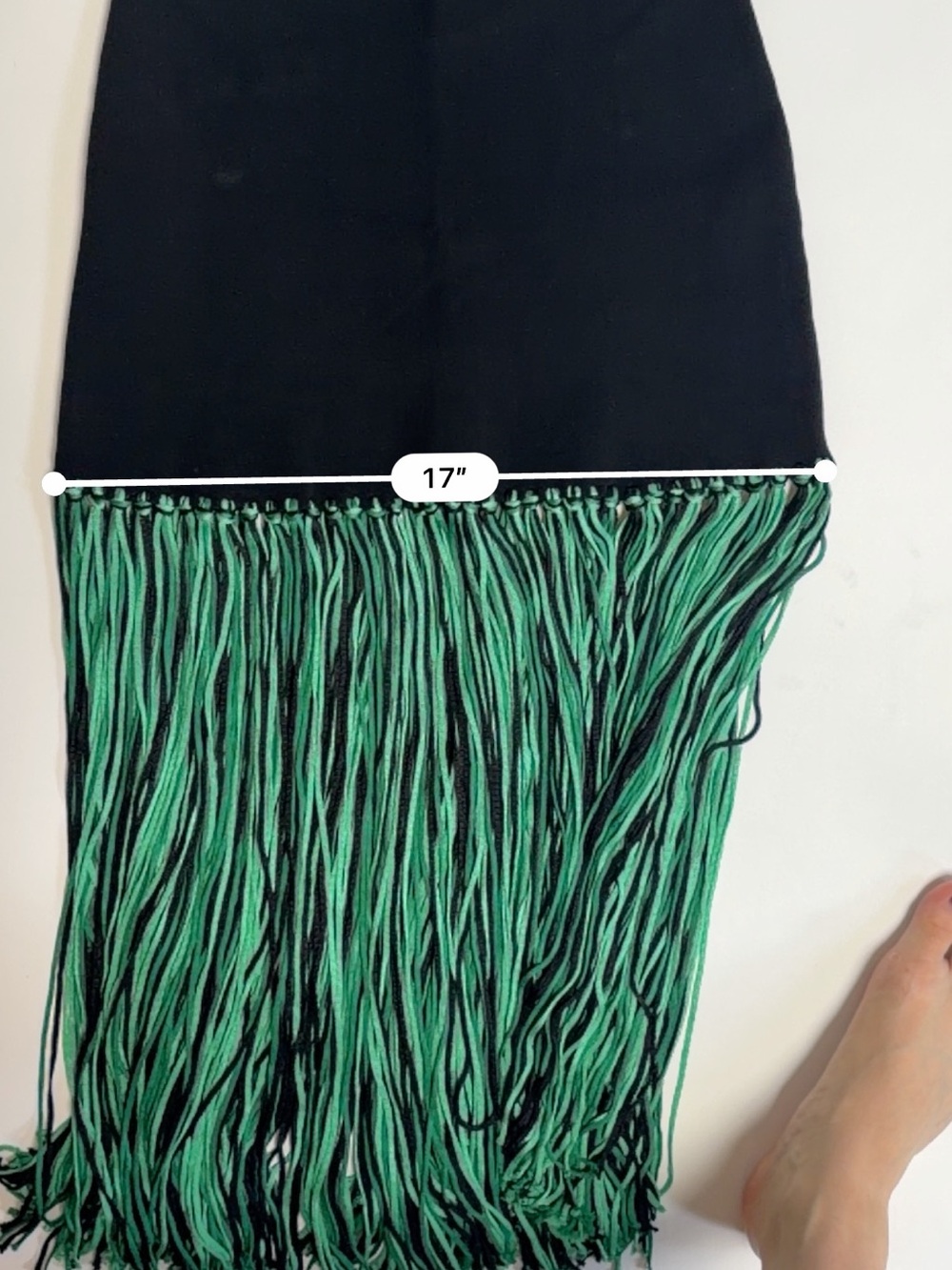 Sandro Bambie Black & Green Fringe Hem Knit Dress - Picture 7 of 10